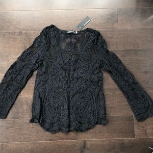 Black lace long sleeve top